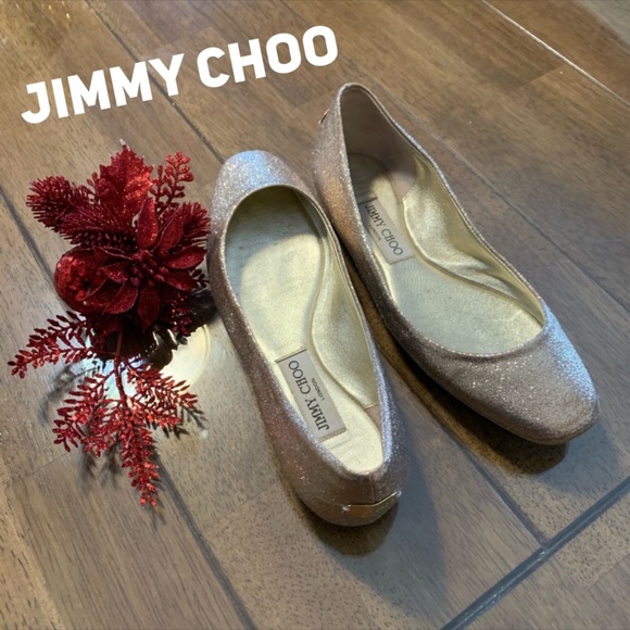 Jimmy Choo Shoes - Jimmy Choo Gold Glitter Ballet Flats FINAL PRICE